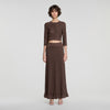 Leslie Long rhinestone knit skirt Brown