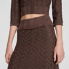 Leslie Long rhinestone knit skirt Brown