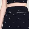 Lydie Rhinestone Embroidered Knit Skirt Black