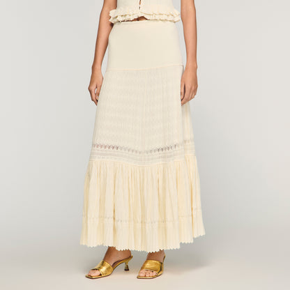 Aria Long Knit Skirt Ecru