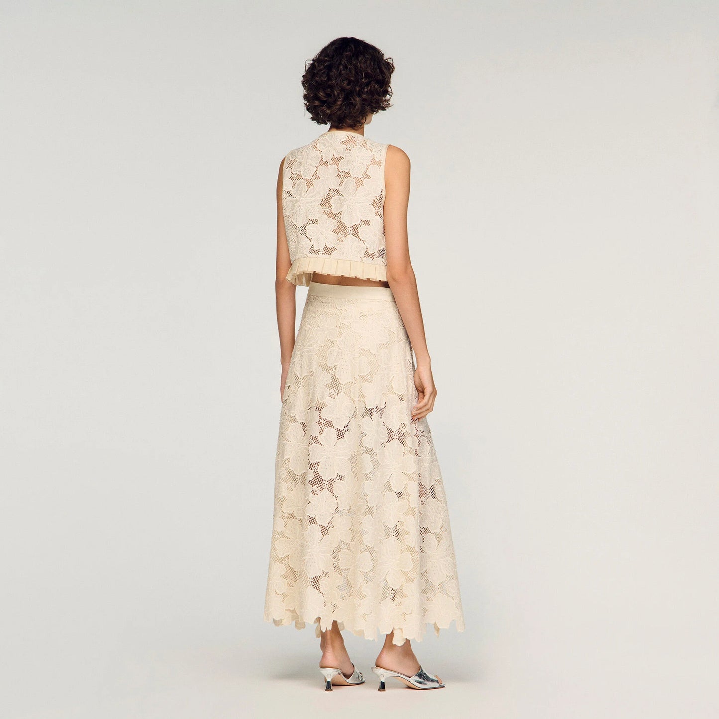 Amaya Long Guipure Skirt Ecru
