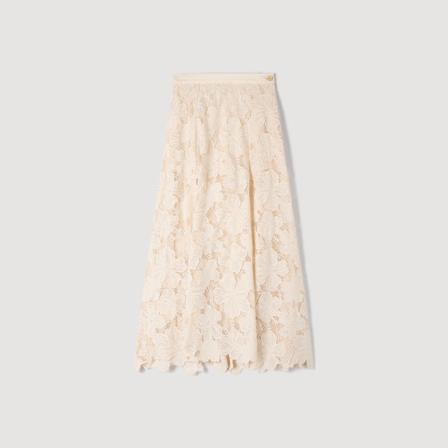 Amaya Long Guipure Skirt Ecru