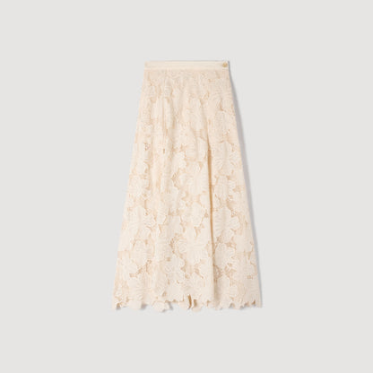 Amaya Long Guipure Skirt Ecru