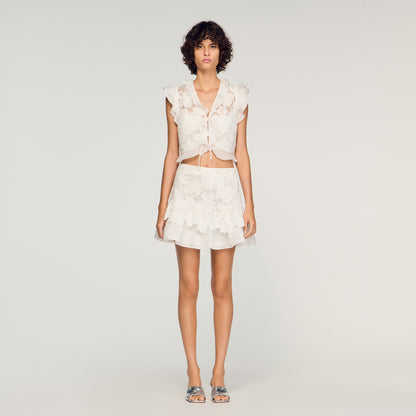 Nayla Short Guipure Skirt White