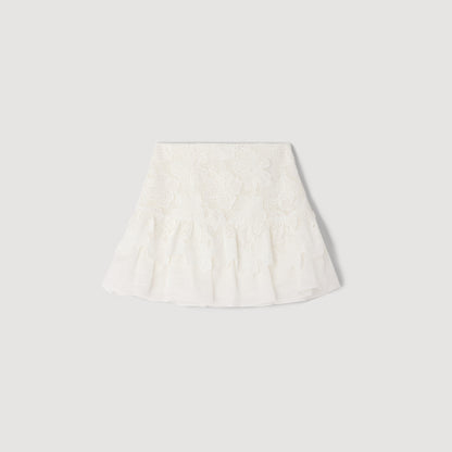 Nayla Short Guipure Skirt White