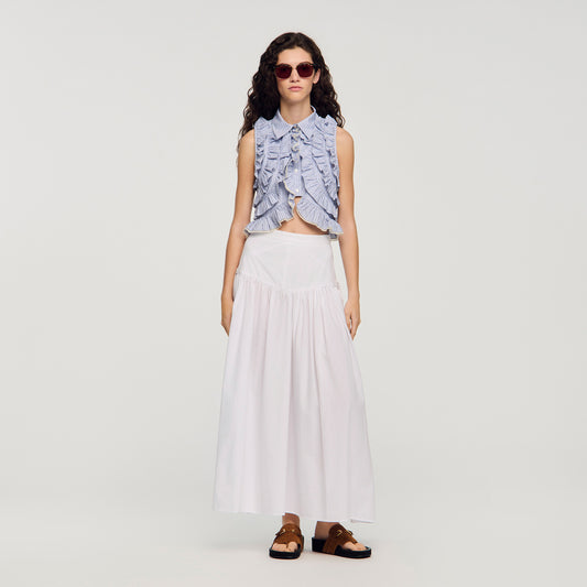 Aleonor Long Poplin Skirt With Ties WHITE