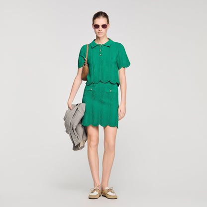 Bamba Short Decorative Knit Skirt EMEURAUDE GREEN