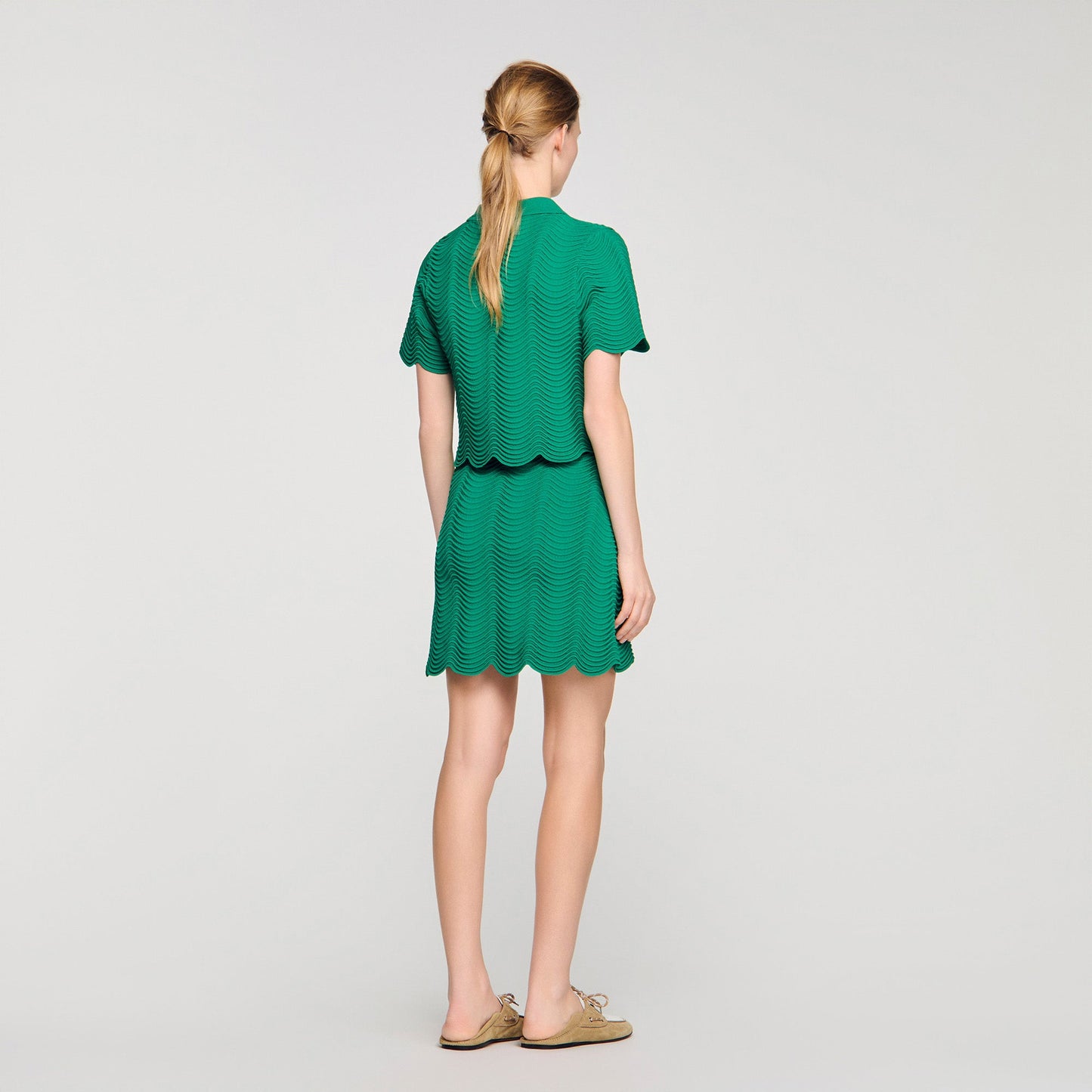 Bamba Short Decorative Knit Skirt EMEURAUDE GREEN