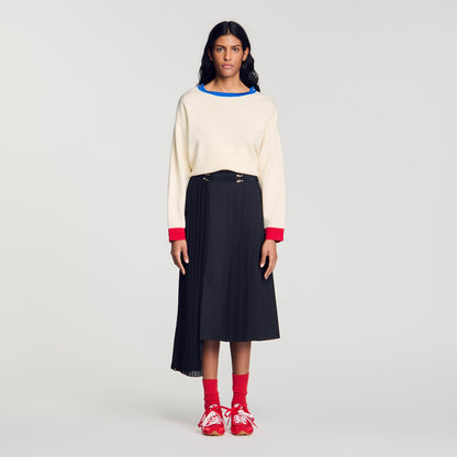 Cecilia Long asymmetrical pleated skirt Black