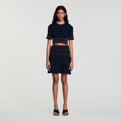 Loria Short skirt with tassels Black