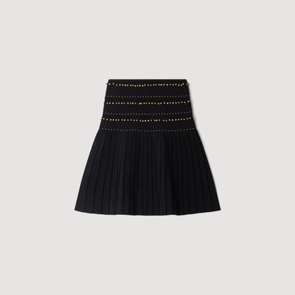 Loria Short skirt with tassels Black