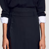 Rivermissa Mid-length slit wool skirt Black