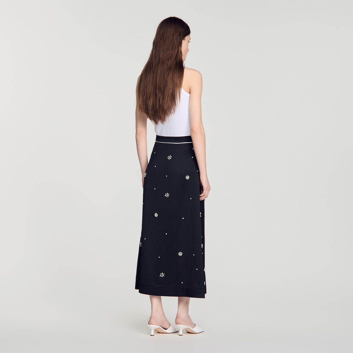 Sorela Rhinestone maxi skirt Black