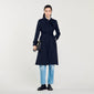 Navy Trench Coat With Pleated Inset Navy Blue