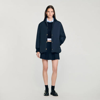 Helios Puffer Jacket With Teddy Collar Navy Blue