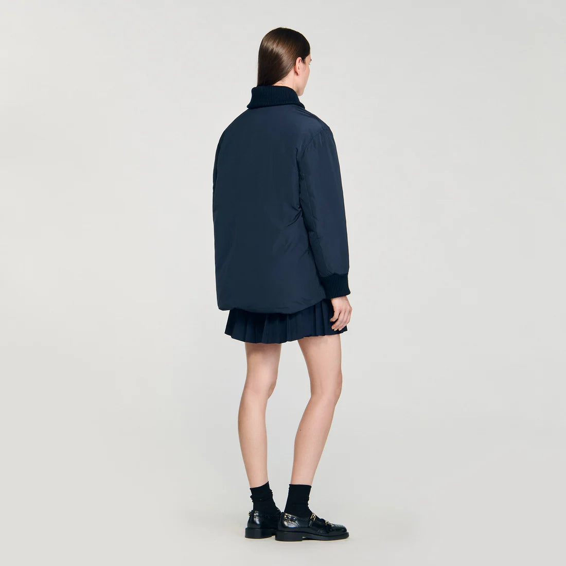 Helios Puffer Jacket With Teddy Collar Navy Blue