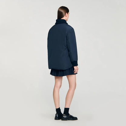 Helios Puffer Jacket With Teddy Collar Navy Blue