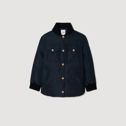 Helios Puffer Jacket With Teddy Collar Navy Blue