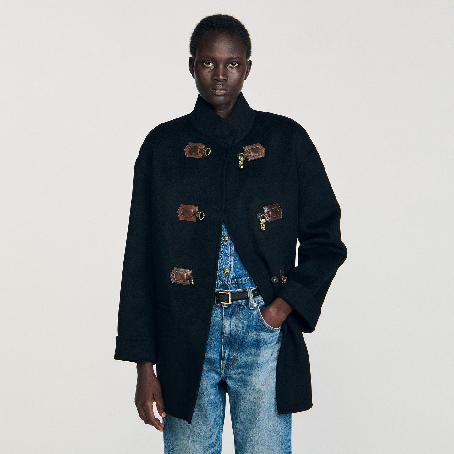 Souverain Oversized Pea Coat Black