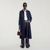 Regine Trench with pleated leather collar Navy Blue