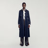 Regine Trench with pleated leather collar Navy Blue