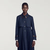 Regine Trench with pleated leather collar Navy Blue