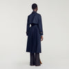 Regine Trench with pleated leather collar Navy Blue