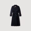 Regine Trench with pleated leather collar Navy Blue