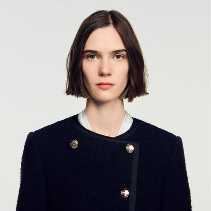 Saywer Tweed Coat With Jewel Buttons Black