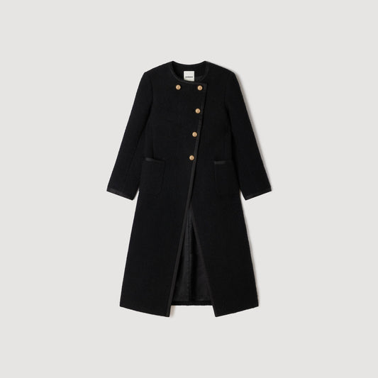 Saywer Tweed Coat With Jewel Buttons Black