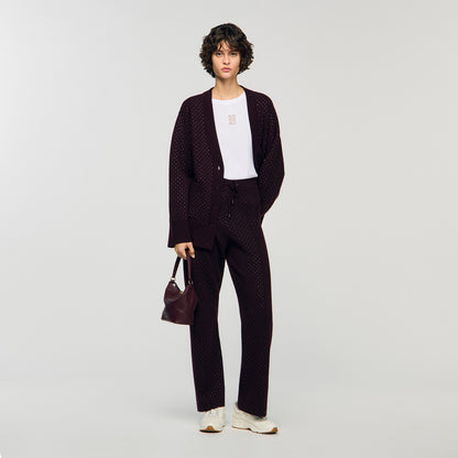 Vadim Knit Rhinestone-Covered Trousers Purple