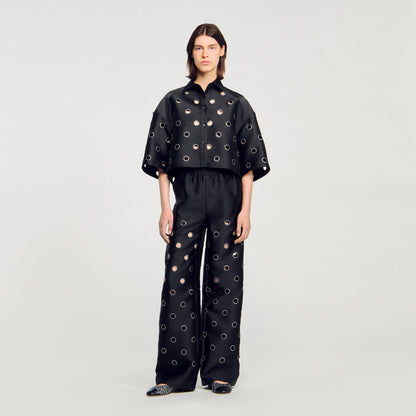 Neptune Rhinestone Trousers Black