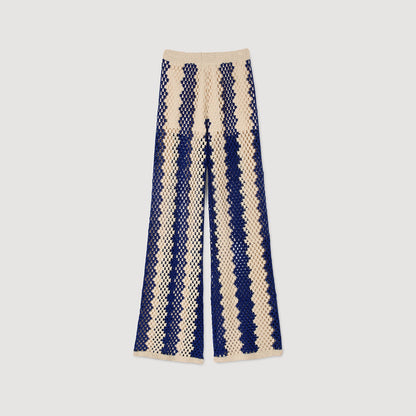 Palmier Two-Tone Open Weave Trousers Blue / Ecru