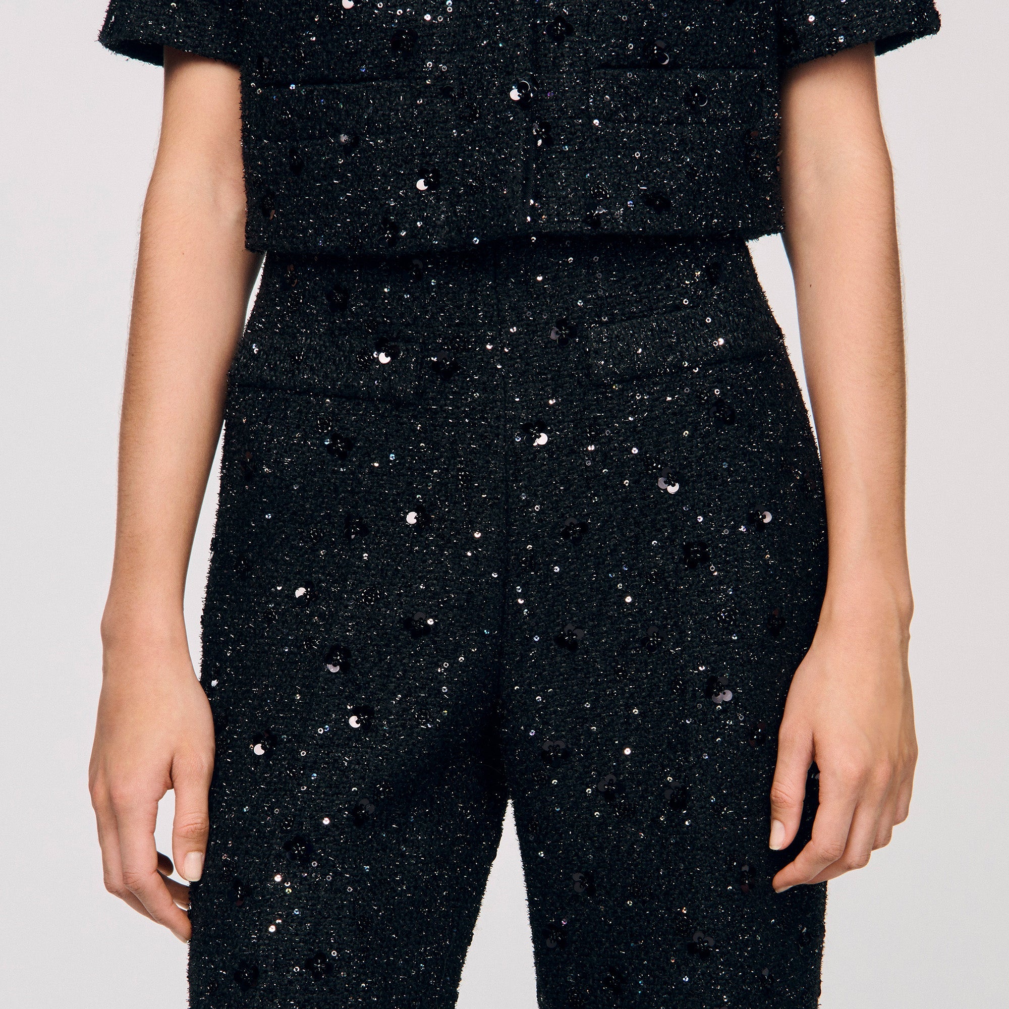 Bennett Rhinestone tweed trousers Black