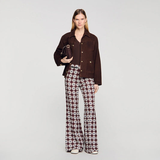 Doris Floral-Print Floaty Trousers Marron / Bleu