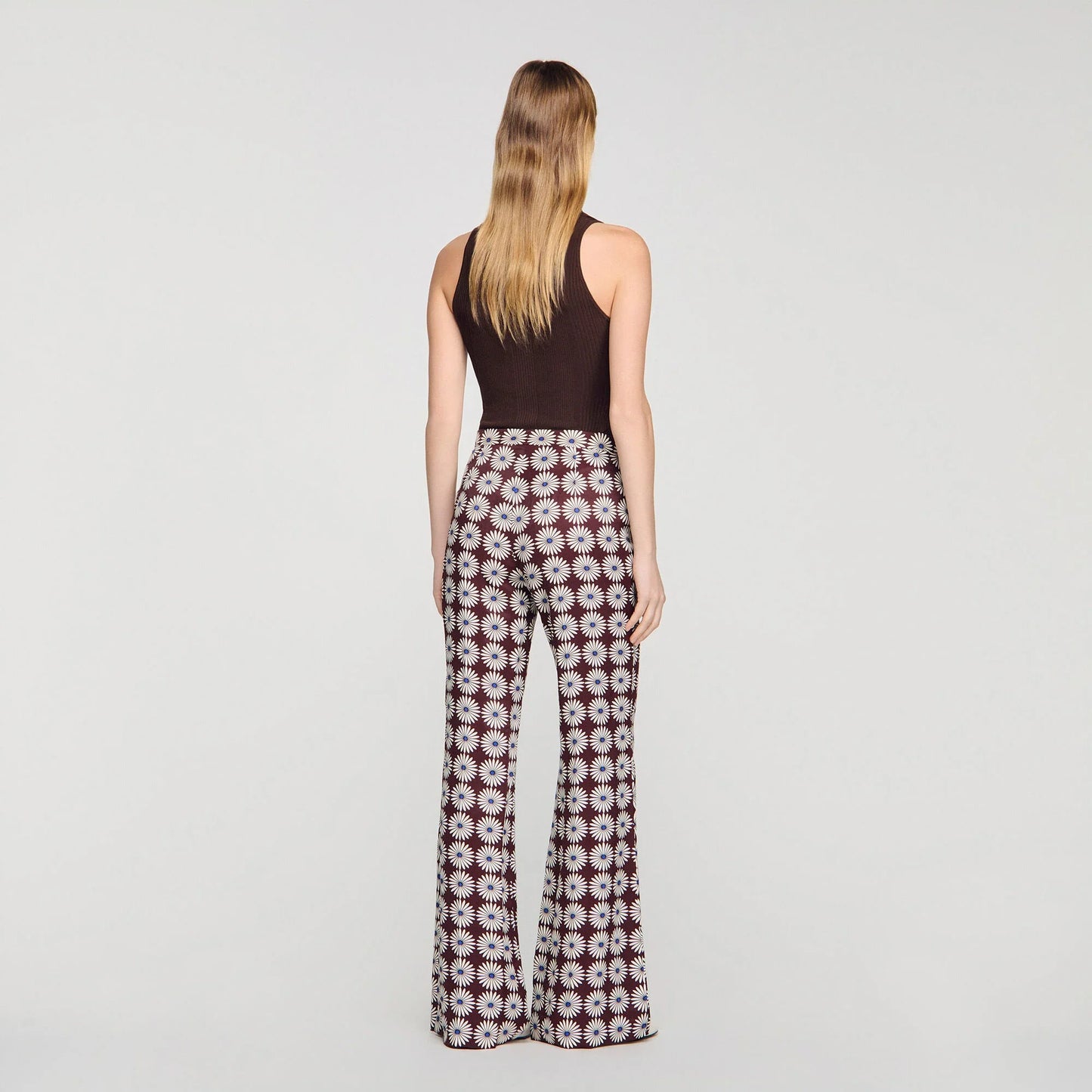 Doris Floral-Print Floaty Trousers Marron / Bleu