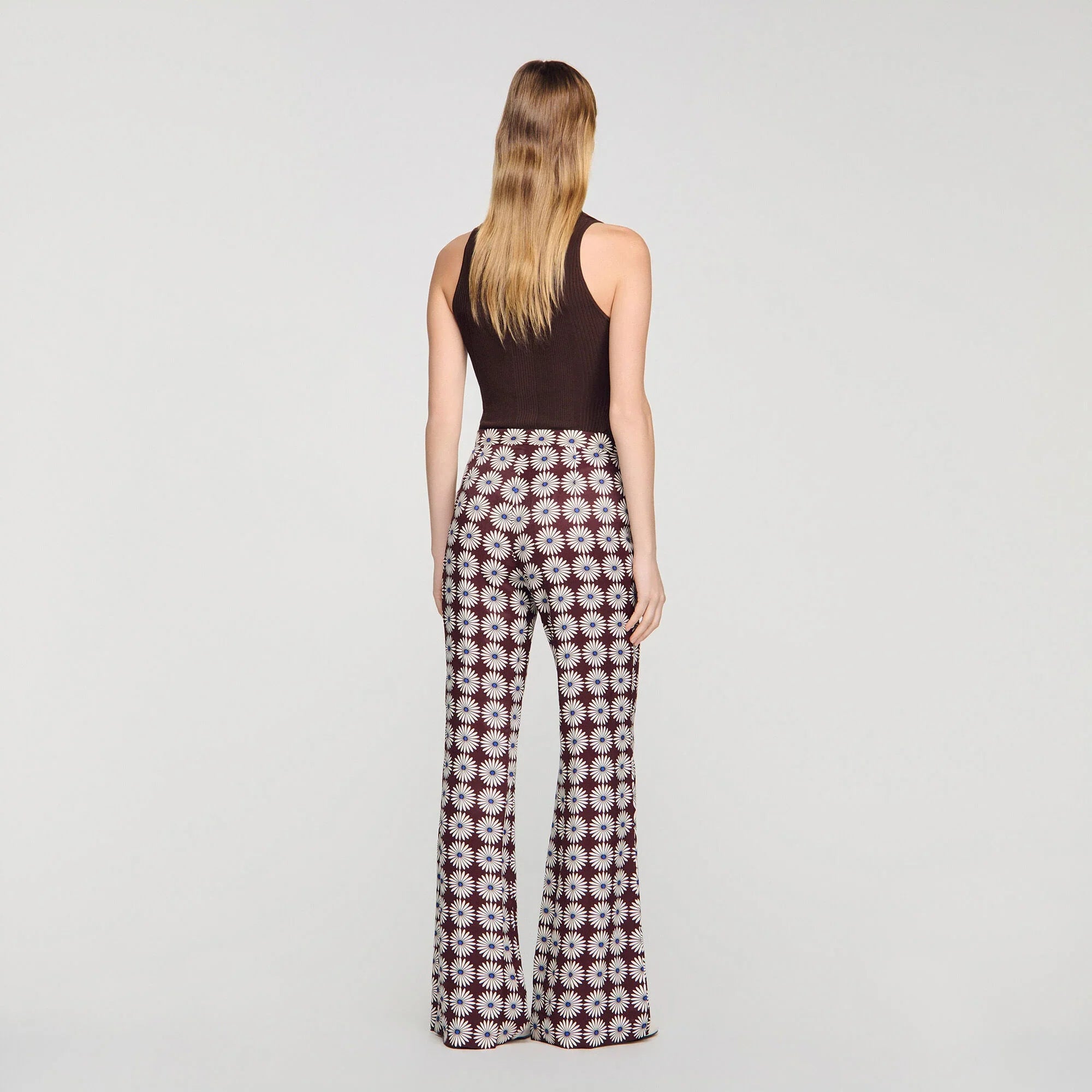 Doris Floral-Print Floaty Trousers Marron / Bleu