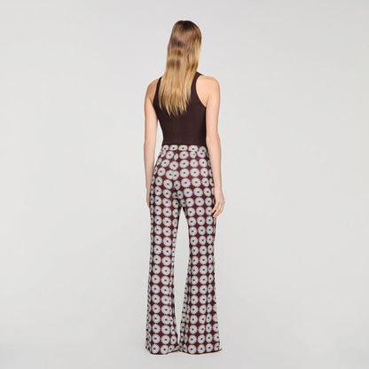 Doris Floral-Print Floaty Trousers Marron / Bleu
