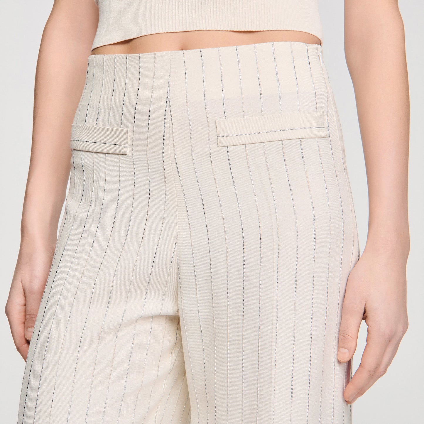 Serge Striped Trousers ECRU / SILVER