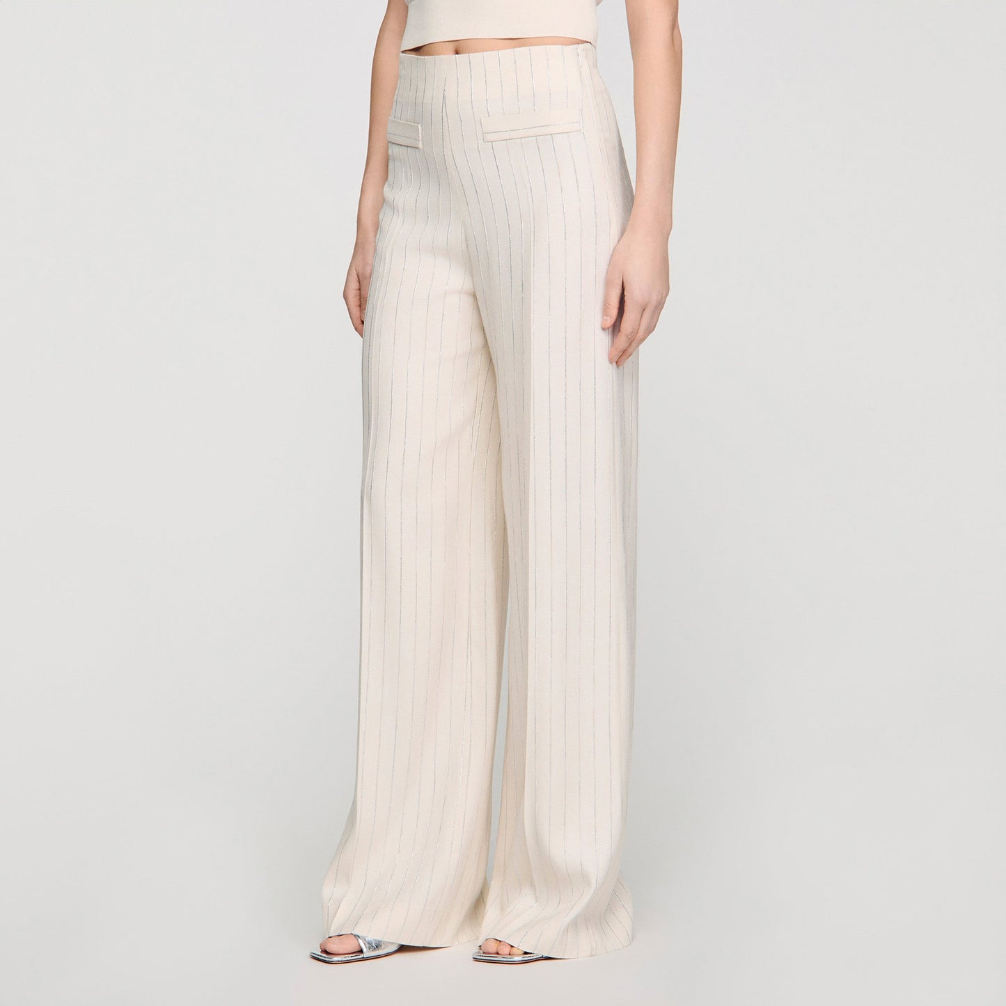 Serge Striped Trousers ECRU / SILVER