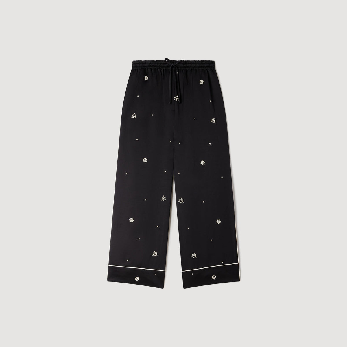 Rissea Rhinestone wide leg trouser Black