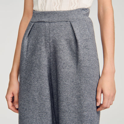Estela Rhinestone Barrel-Leg Joggers Grey