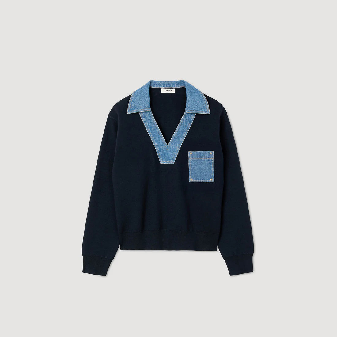 Madere Jumper With Denim Details Navy Blue