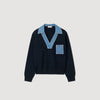 Madere Jumper With Denim Details Navy Blue