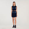 Isolde Knit And Denim Top Navy Blue