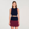 Arie Two-Tone Knit Top Navy Blue