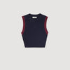 Arie Two-Tone Knit Top Navy Blue