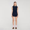 Fidele Textured Cropped Knit Jumper Navy Blue