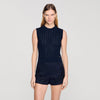 Fidele Textured Cropped Knit Jumper Navy Blue