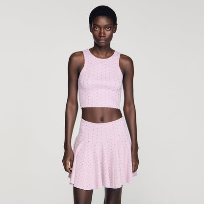 Tia Rhinestone Knit Crop Jumper Mauve
